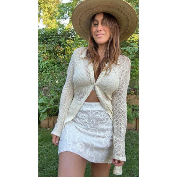 Reworked White Embroidered Mini Skirt - Picture 1 of 8
